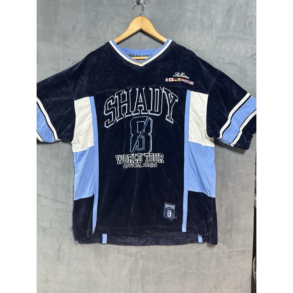 Eminem Shady Velour Jersey Shirt Men's 2XL Blue World Tour Limited Edition Y2K